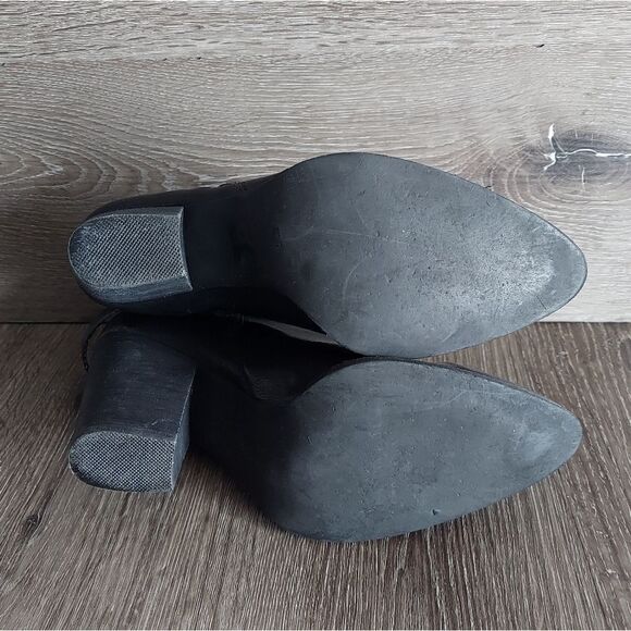 Joe’s Abby Black Leather Ankle Bootie Size 9.5 Block Heel Almond Toe - Picture 7 of 11